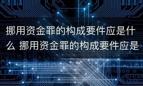 挪用资金罪的构成要件应是什么 挪用资金罪的构成要件应是什么意思