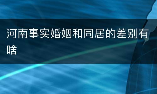 河南事实婚姻和同居的差别有啥