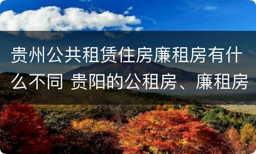 贵州公共租赁住房廉租房有什么不同 贵阳的公租房、廉租房在什么地方?