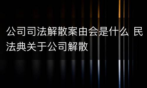 公司司法解散案由会是什么 民法典关于公司解散