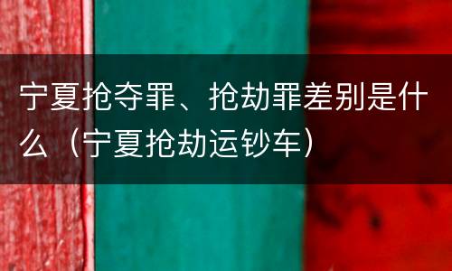 宁夏抢夺罪、抢劫罪差别是什么（宁夏抢劫运钞车）