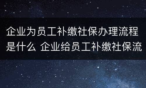 企业为员工补缴社保办理流程是什么 企业给员工补缴社保流程