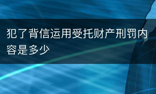 犯了背信运用受托财产刑罚内容是多少