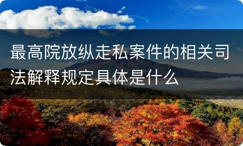 最高院放纵走私案件的相关司法解释规定具体是什么