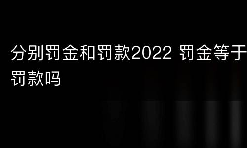 分别罚金和罚款2022 罚金等于罚款吗