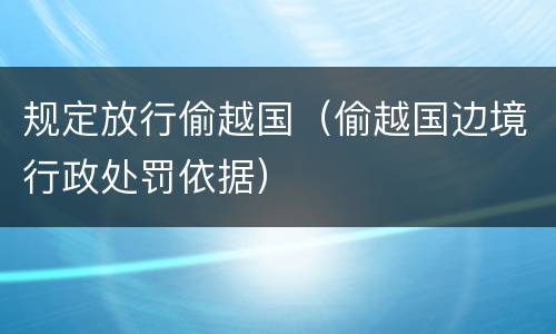 规定放行偷越国（偷越国边境行政处罚依据）