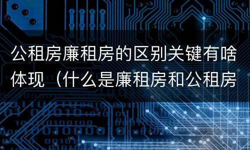 公租房廉租房的区别关键有啥体现（什么是廉租房和公租房两个有什么特点）