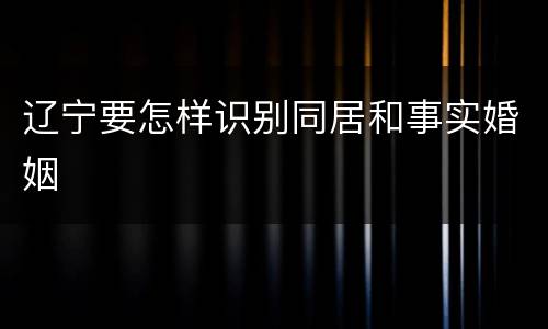 辽宁要怎样识别同居和事实婚姻