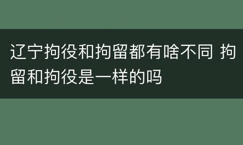 辽宁拘役和拘留都有啥不同 拘留和拘役是一样的吗