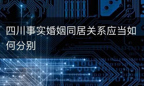 四川事实婚姻同居关系应当如何分别