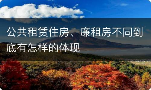 公共租赁住房、廉租房不同到底有怎样的体现