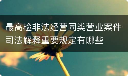 最高检非法经营同类营业案件司法解释重要规定有哪些