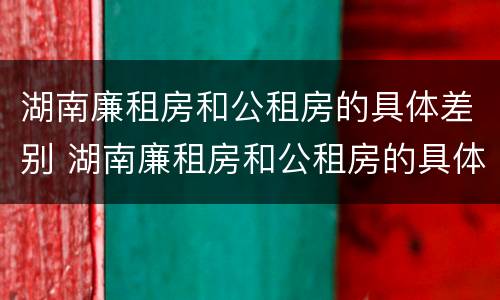 湖南廉租房和公租房的具体差别 湖南廉租房和公租房的具体差别在哪