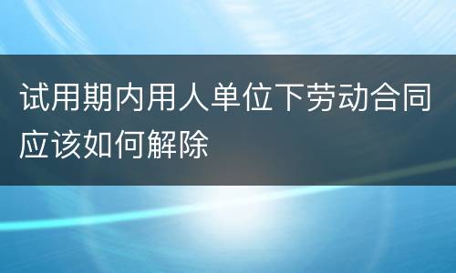 试用期内用人单位下劳动合同应该如何解除