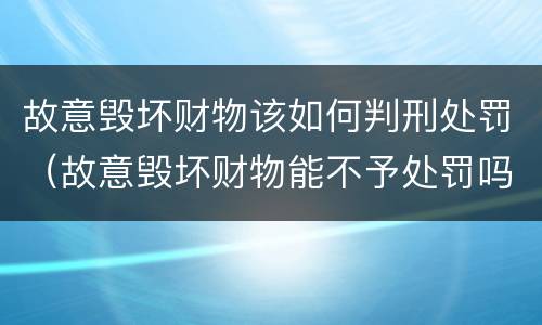 故意毁坏财物该如何判刑处罚（故意毁坏财物能不予处罚吗）