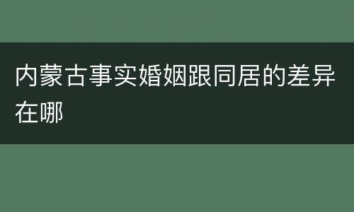 内蒙古事实婚姻跟同居的差异在哪