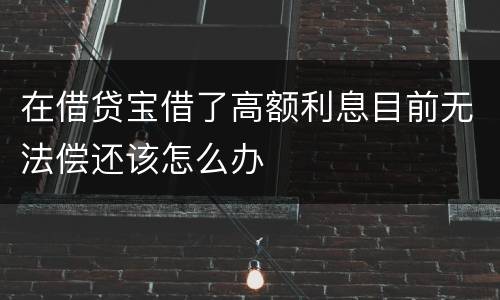 在借贷宝借了高额利息目前无法偿还该怎么办