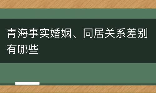 青海事实婚姻、同居关系差别有哪些