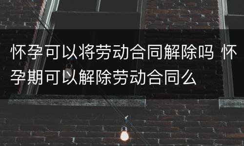 怀孕可以将劳动合同解除吗 怀孕期可以解除劳动合同么