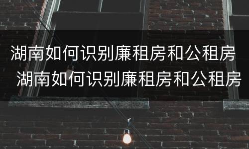 湖南如何识别廉租房和公租房 湖南如何识别廉租房和公租房的区别