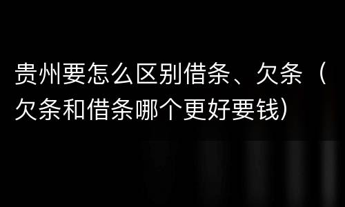 贵州要怎么区别借条、欠条（欠条和借条哪个更好要钱）