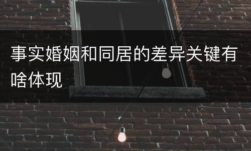 事实婚姻和同居的差异关键有啥体现