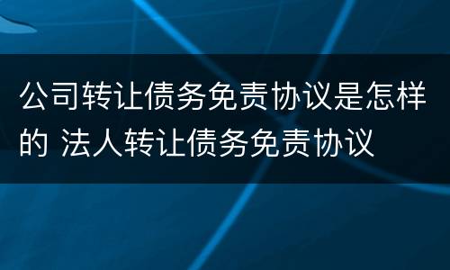 公司转让债务免责协议是怎样的 法人转让债务免责协议