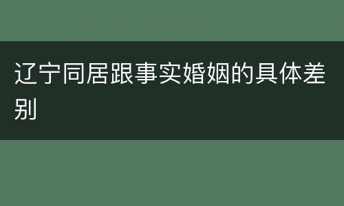 辽宁同居跟事实婚姻的具体差别