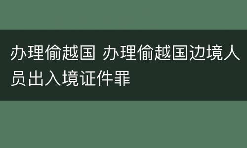 办理偷越国 办理偷越国边境人员出入境证件罪