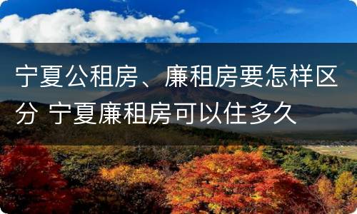 宁夏公租房、廉租房要怎样区分 宁夏廉租房可以住多久