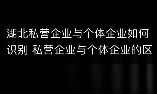 湖北私营企业与个体企业如何识别 私营企业与个体企业的区别