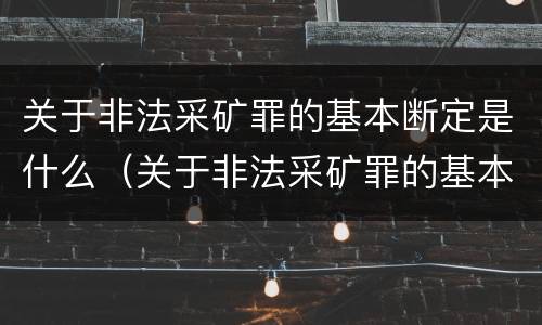 关于非法采矿罪的基本断定是什么（关于非法采矿罪的基本断定是什么标准）