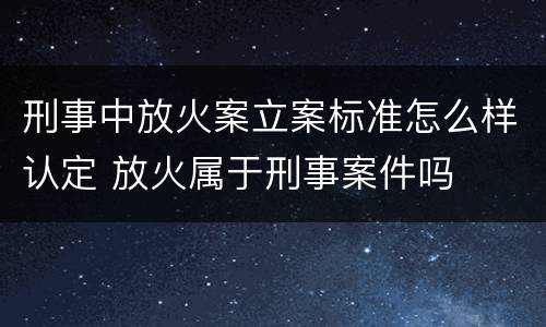 刑事中放火案立案标准怎么样认定 放火属于刑事案件吗