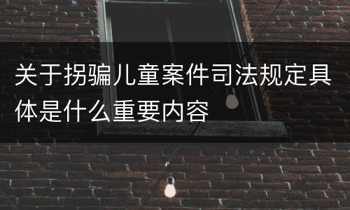 关于拐骗儿童案件司法规定具体是什么重要内容