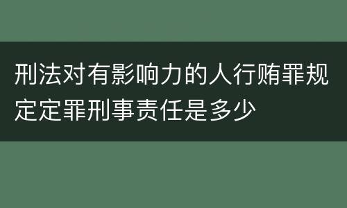 刑法对有影响力的人行贿罪规定定罪刑事责任是多少