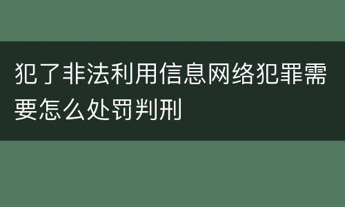 犯了非法利用信息网络犯罪需要怎么处罚判刑