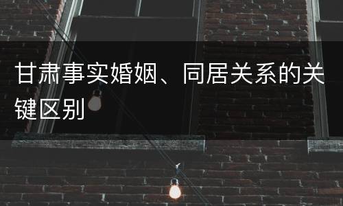 甘肃事实婚姻、同居关系的关键区别