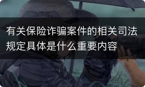 有关保险诈骗案件的相关司法规定具体是什么重要内容