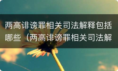 两高诽谤罪相关司法解释包括哪些（两高诽谤罪相关司法解释包括哪些罪名）