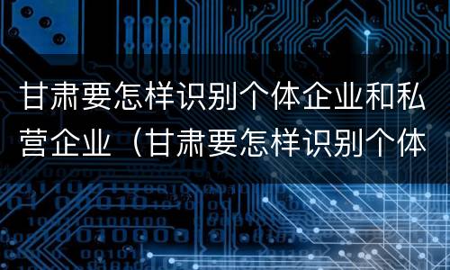 甘肃要怎样识别个体企业和私营企业（甘肃要怎样识别个体企业和私营企业的区别）