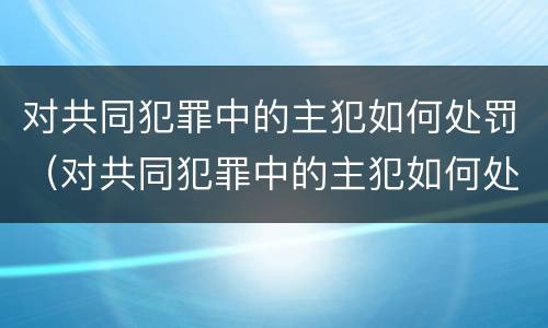 对共同犯罪中的主犯如何处罚（对共同犯罪中的主犯如何处罚呢）