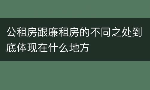 公租房跟廉租房的不同之处到底体现在什么地方