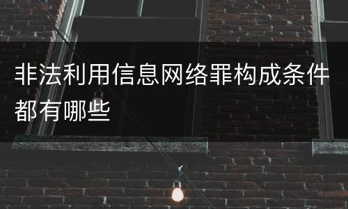 非法利用信息网络罪构成条件都有哪些