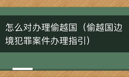 怎么对办理偷越国（偷越国边境犯罪案件办理指引）