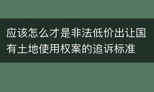 应该怎么才是非法低价出让国有土地使用权案的追诉标准