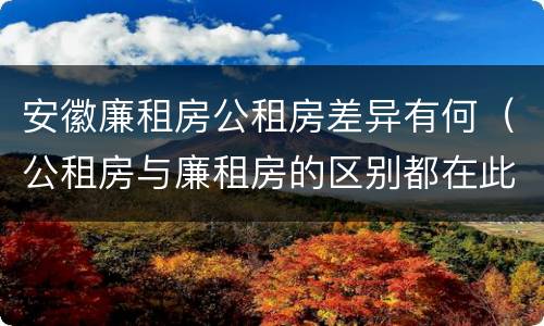 安徽廉租房公租房差异有何（公租房与廉租房的区别都在此,别再搞错了!）