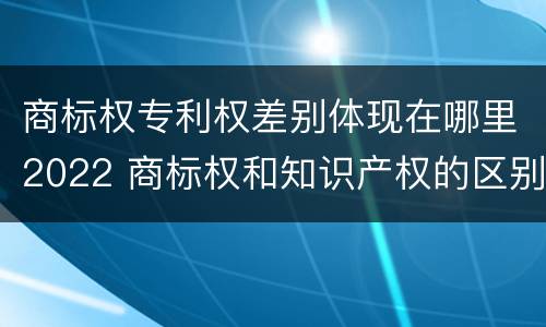 商标权专利权差别体现在哪里2022 商标权和知识产权的区别