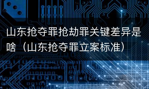 山东抢夺罪抢劫罪关键差异是啥（山东抢夺罪立案标准）