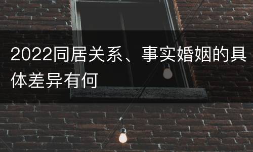 2022同居关系、事实婚姻的具体差异有何