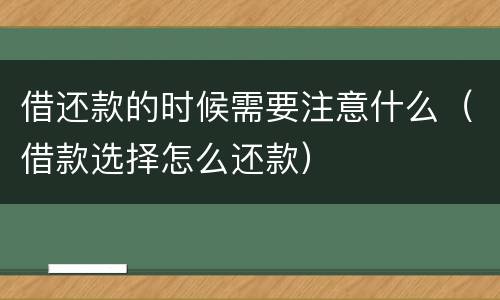 借还款的时候需要注意什么（借款选择怎么还款）